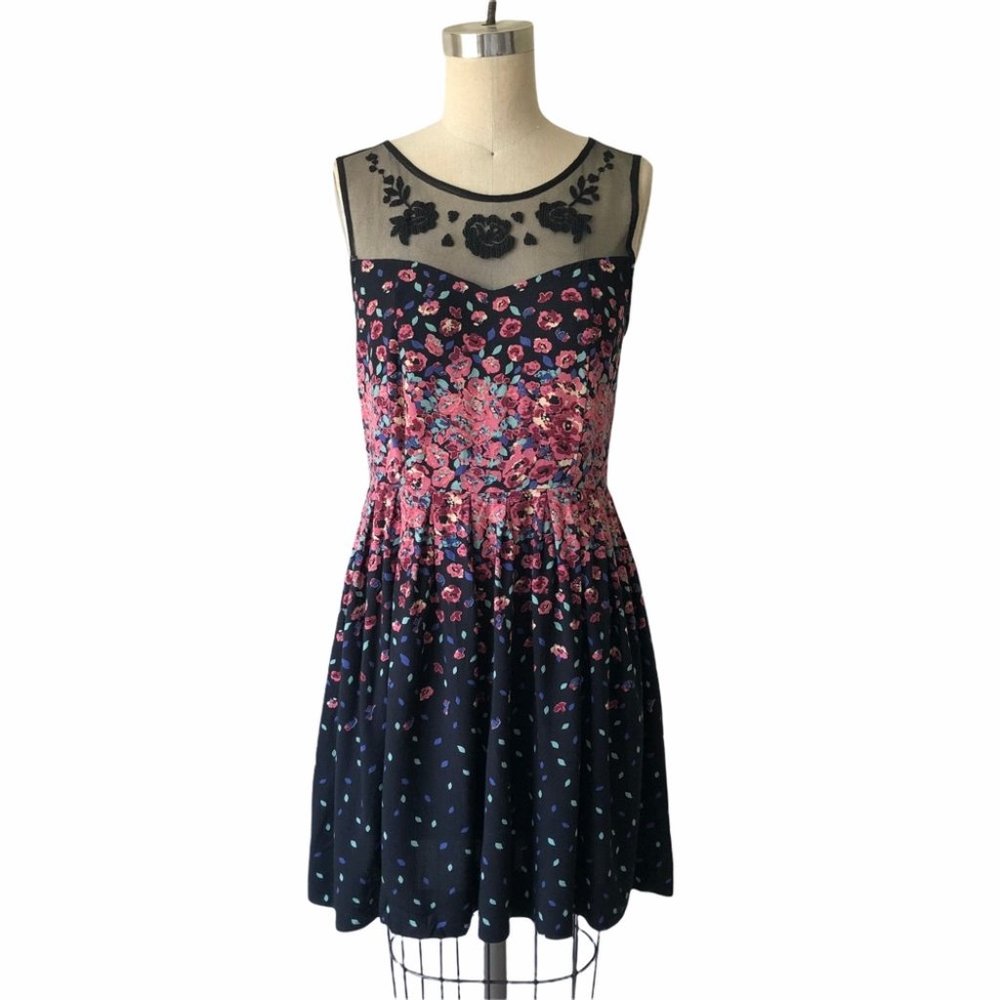 Kimchi Blue Womens Black Floral Print Lace Dress 4